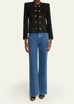 BalmainButtoned Glitter Tweed Cardigan
