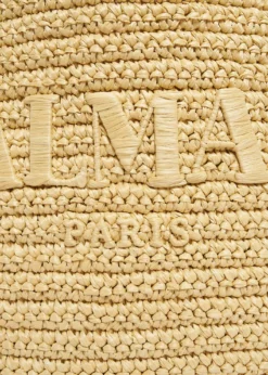 BalmainCabas Large Faux Raffia Tote Bag