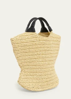 BalmainCabas Mini Faux Raffia Top-Handle Bag
