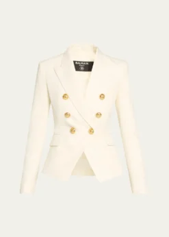 BalmainClassic Double-Breasted Fitted Wool Jacket
