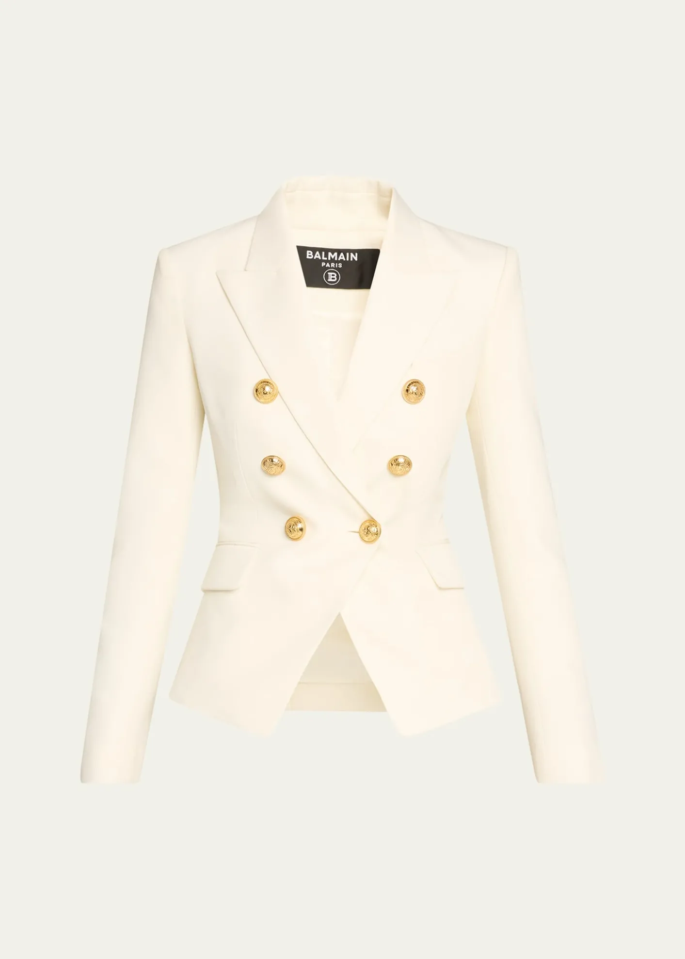 BalmainClassic Double-Breasted Fitted Wool Jacket