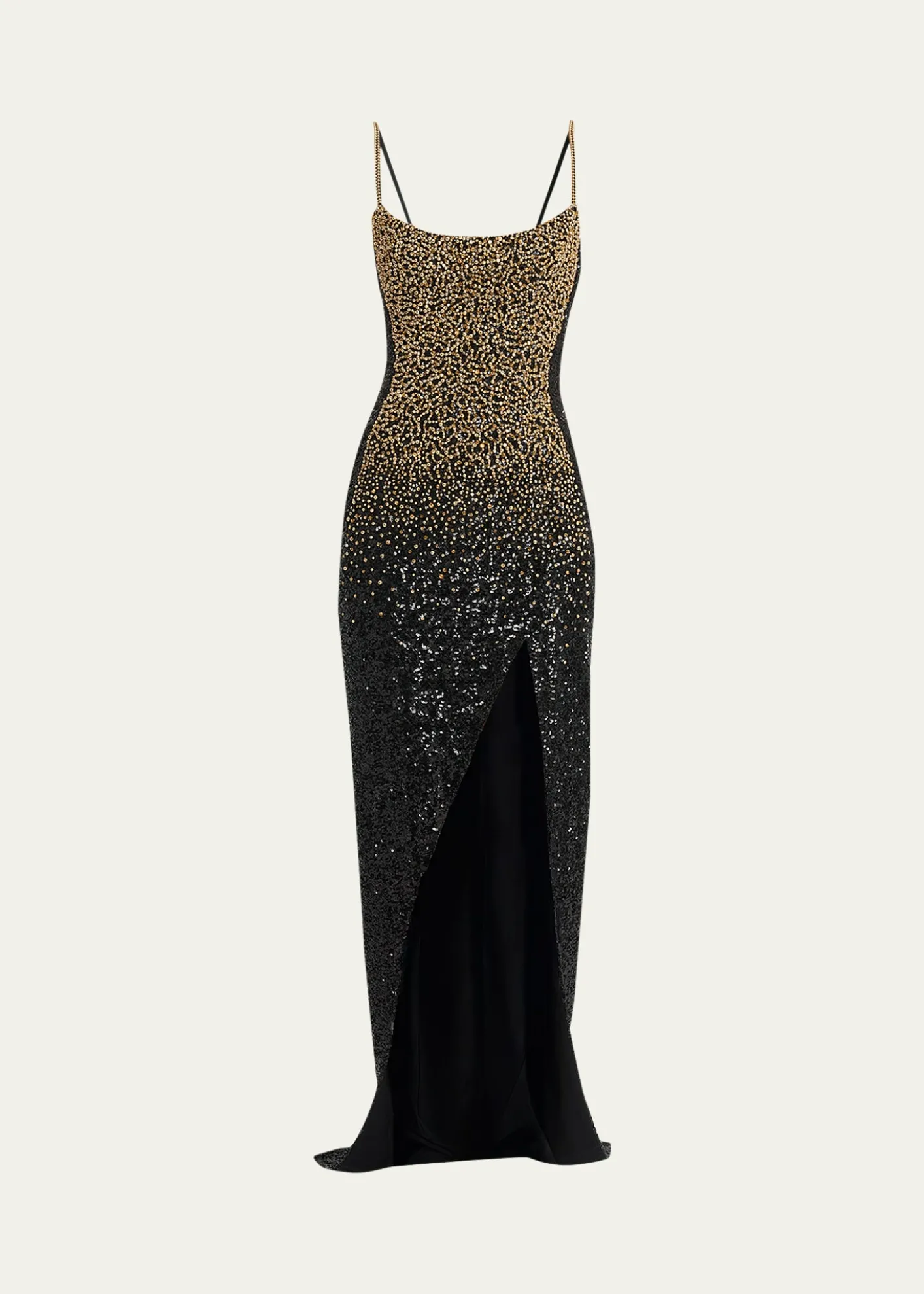 BalmainDragrade Crystal Sequined Slit Gown