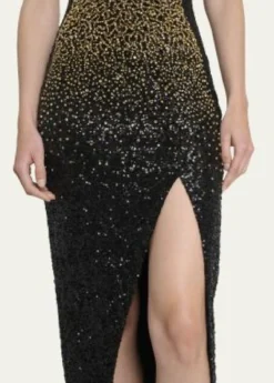 BalmainDragrade Crystal Sequined Slit Gown