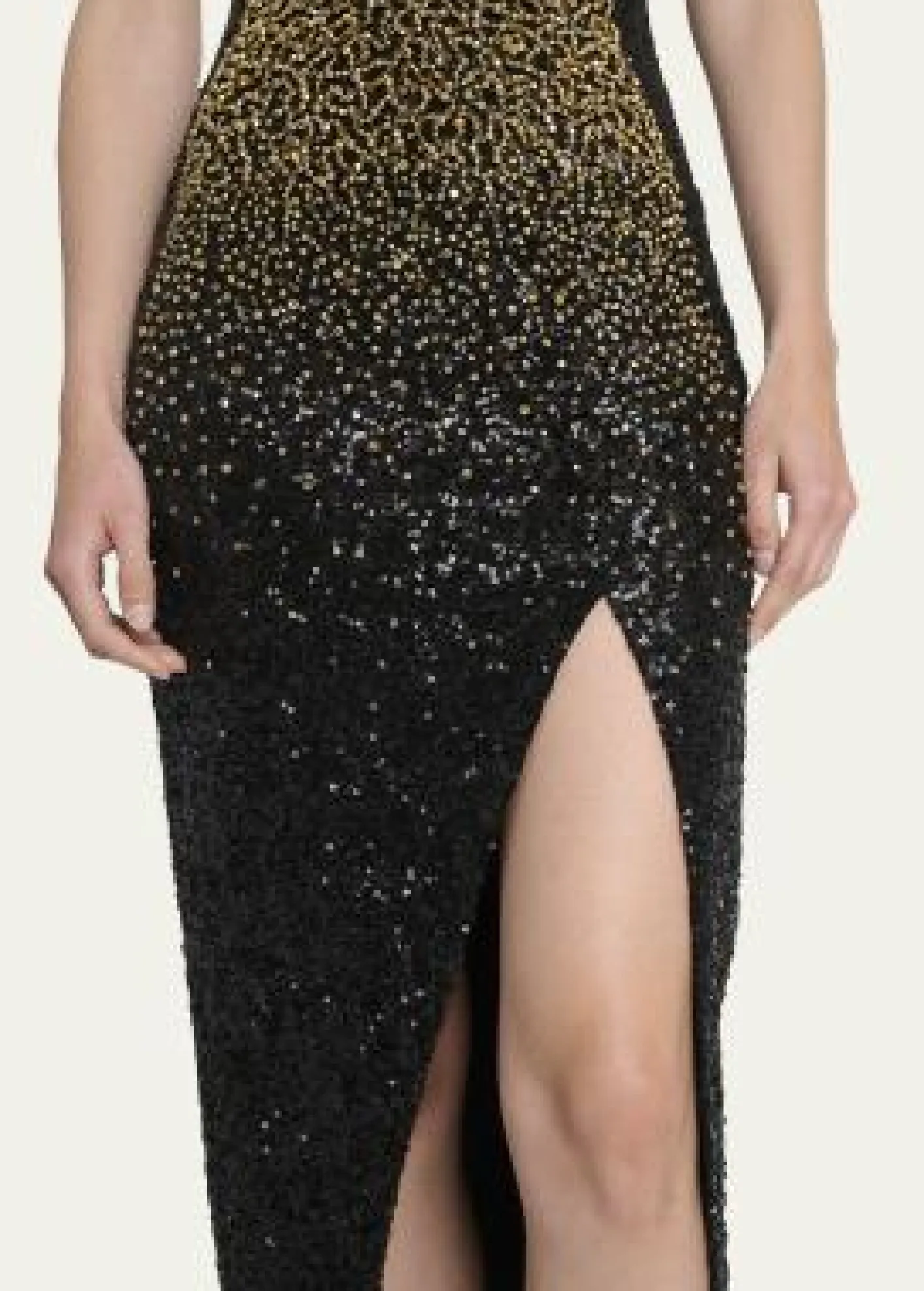 BalmainDragrade Crystal Sequined Slit Gown
