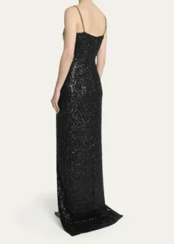 BalmainDragrade Crystal Sequined Slit Gown
