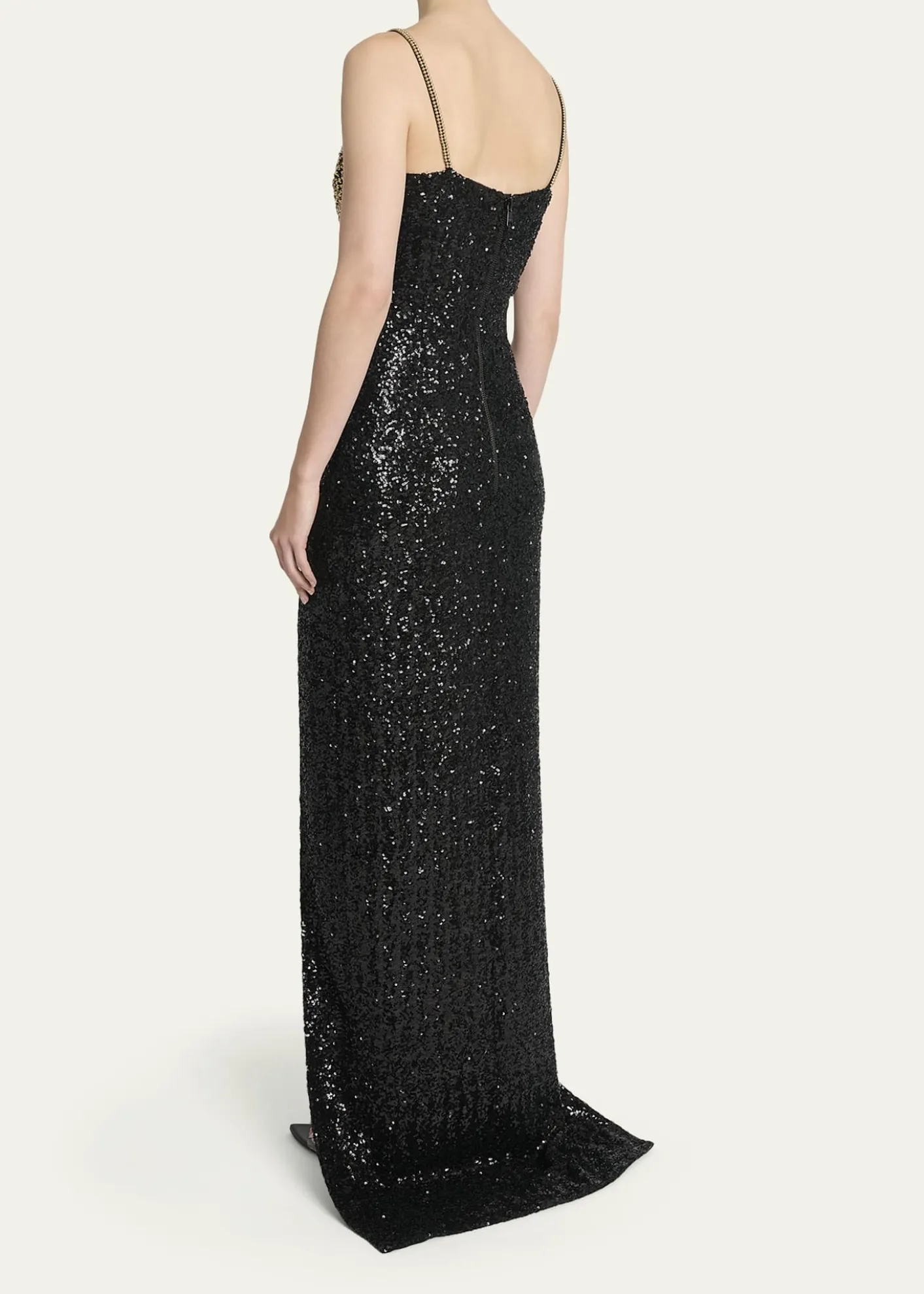 BalmainDragrade Crystal Sequined Slit Gown