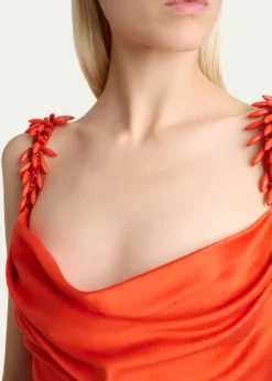 BalmainEmbroidered Strap Silk Column Dress