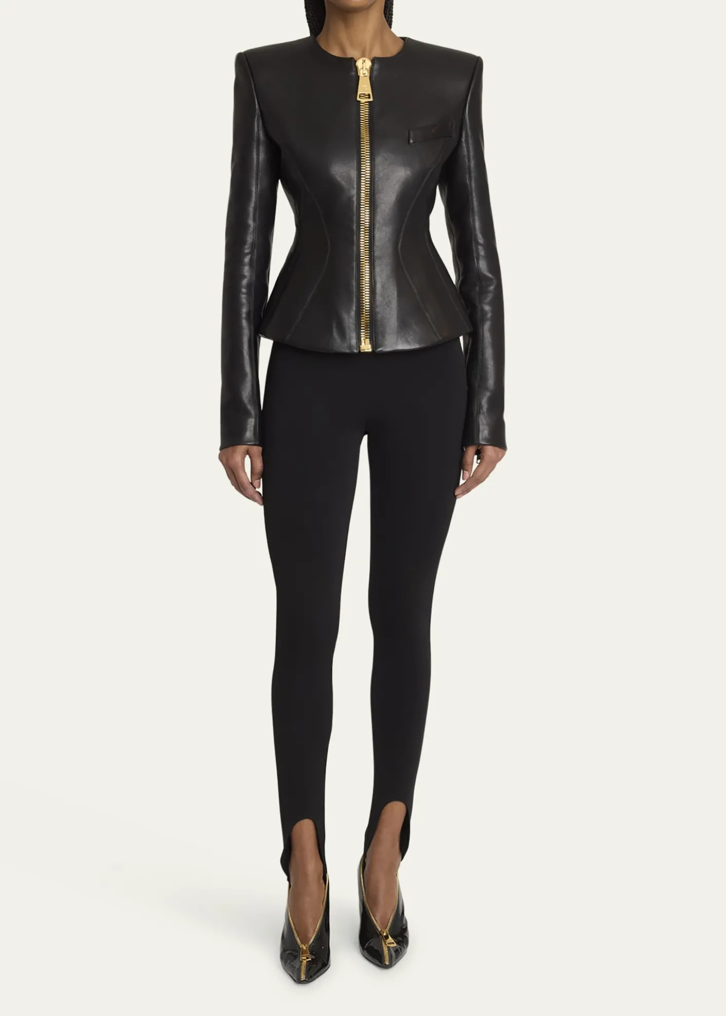 BalmainFitted Lambskin Leather Jacket
