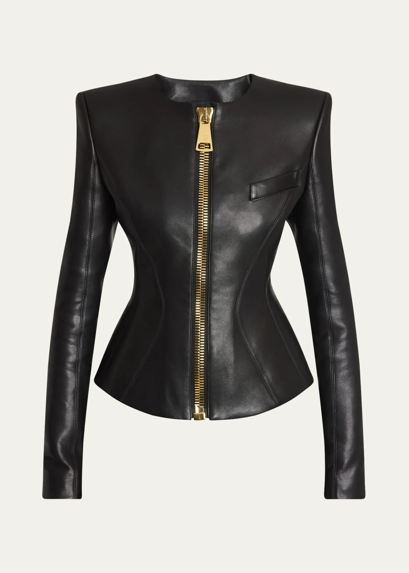 BalmainFitted Lambskin Leather Jacket