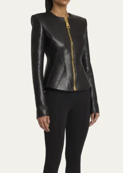 BalmainFitted Lambskin Leather Jacket