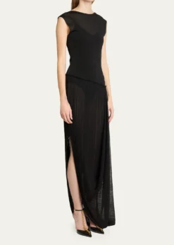 BalmainFlechage Semi-Sheer Draped Dress