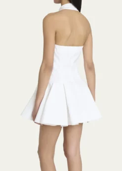 BalmainHalter Popeline Fit-&-Flare Mini Shirtdress