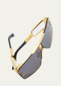 BalmainLe Masque Black Titanium & Acetate Shield Sunglasses