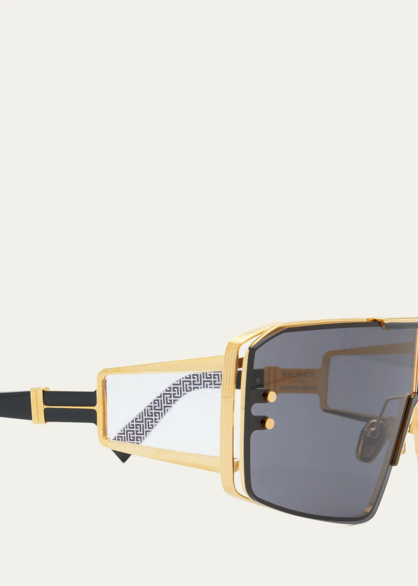 BalmainLe Masque Black Titanium & Acetate Shield Sunglasses
