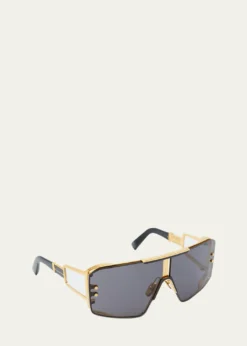 BalmainLe Masque Black Titanium & Acetate Shield Sunglasses