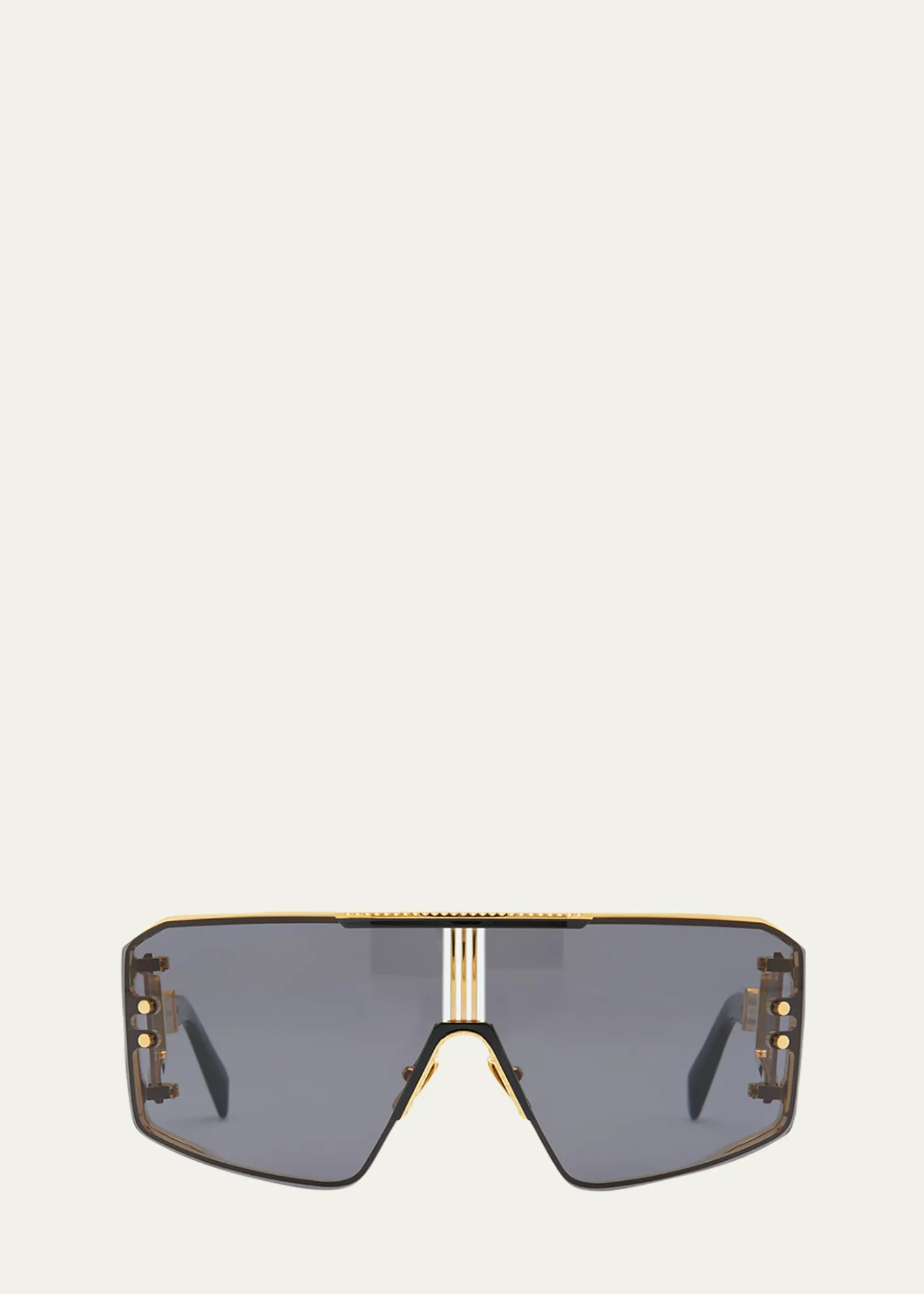 BalmainLe Masque Black Titanium & Acetate Shield Sunglasses