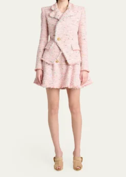BalmainLion Head Single-Breasted Tweed Jacket