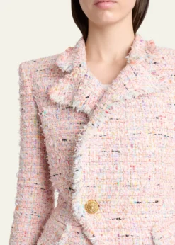 BalmainLion Head Single-Breasted Tweed Jacket