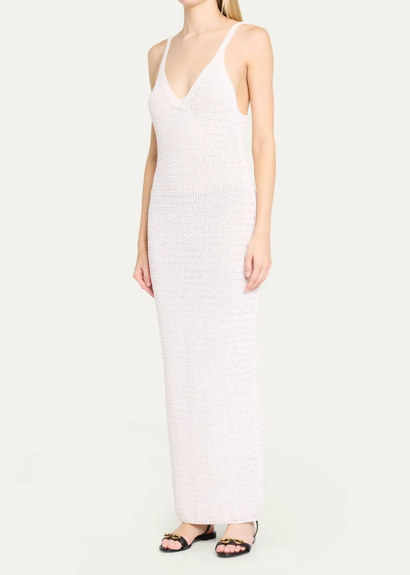 BalmainLong Sleeveless Crochet Dress