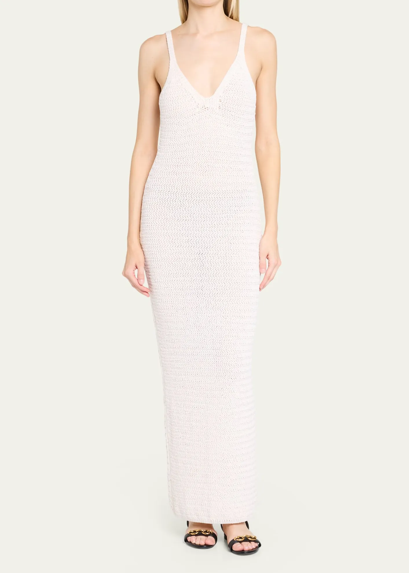 BalmainLong Sleeveless Crochet Dress