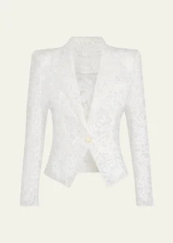 BalmainOne-Button Floral Lace Blazer