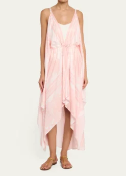 BalmainPlunging Drawstring High-Low Foulard Dress