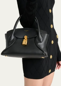 BalmainPulse Leather Top-Handle Bag
