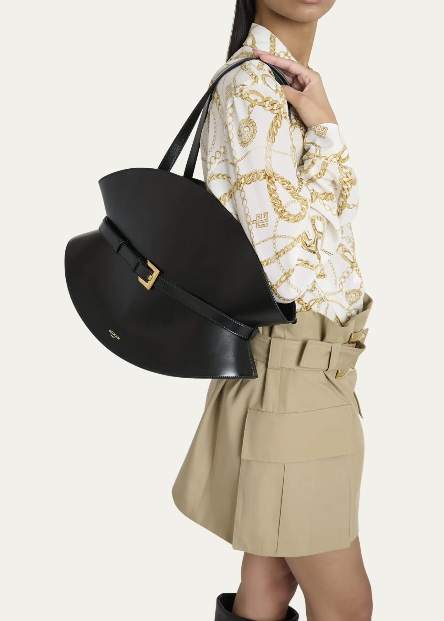 BalmainShuffle Medium Belt Shoulder Bag in Calfskin