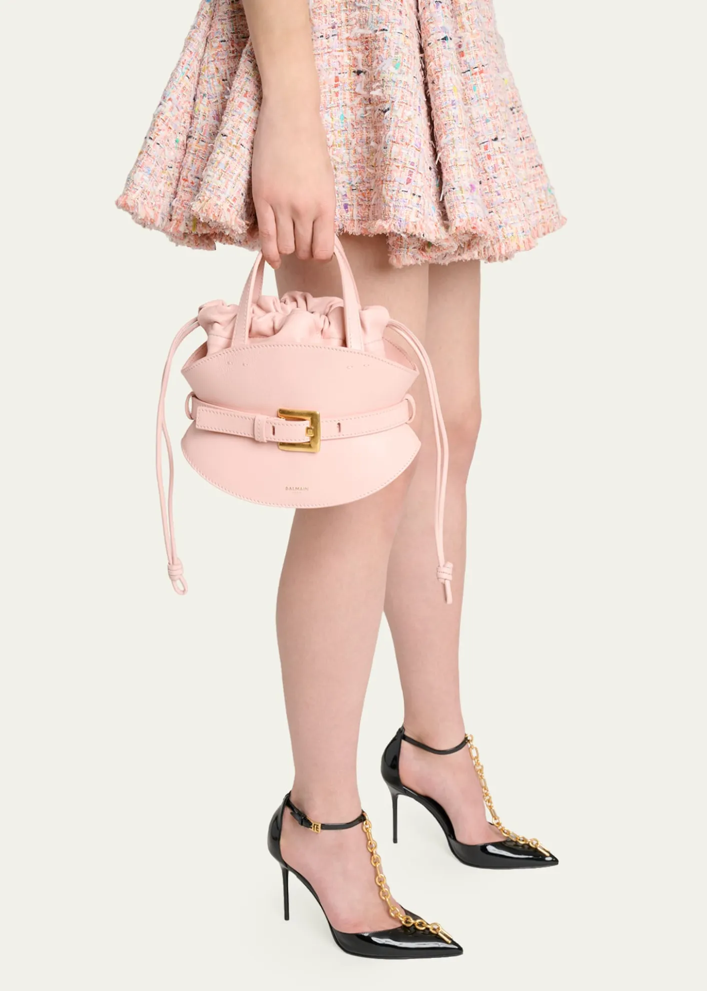 BalmainShuffle Mini Belted Top-Handle Bag in Leather