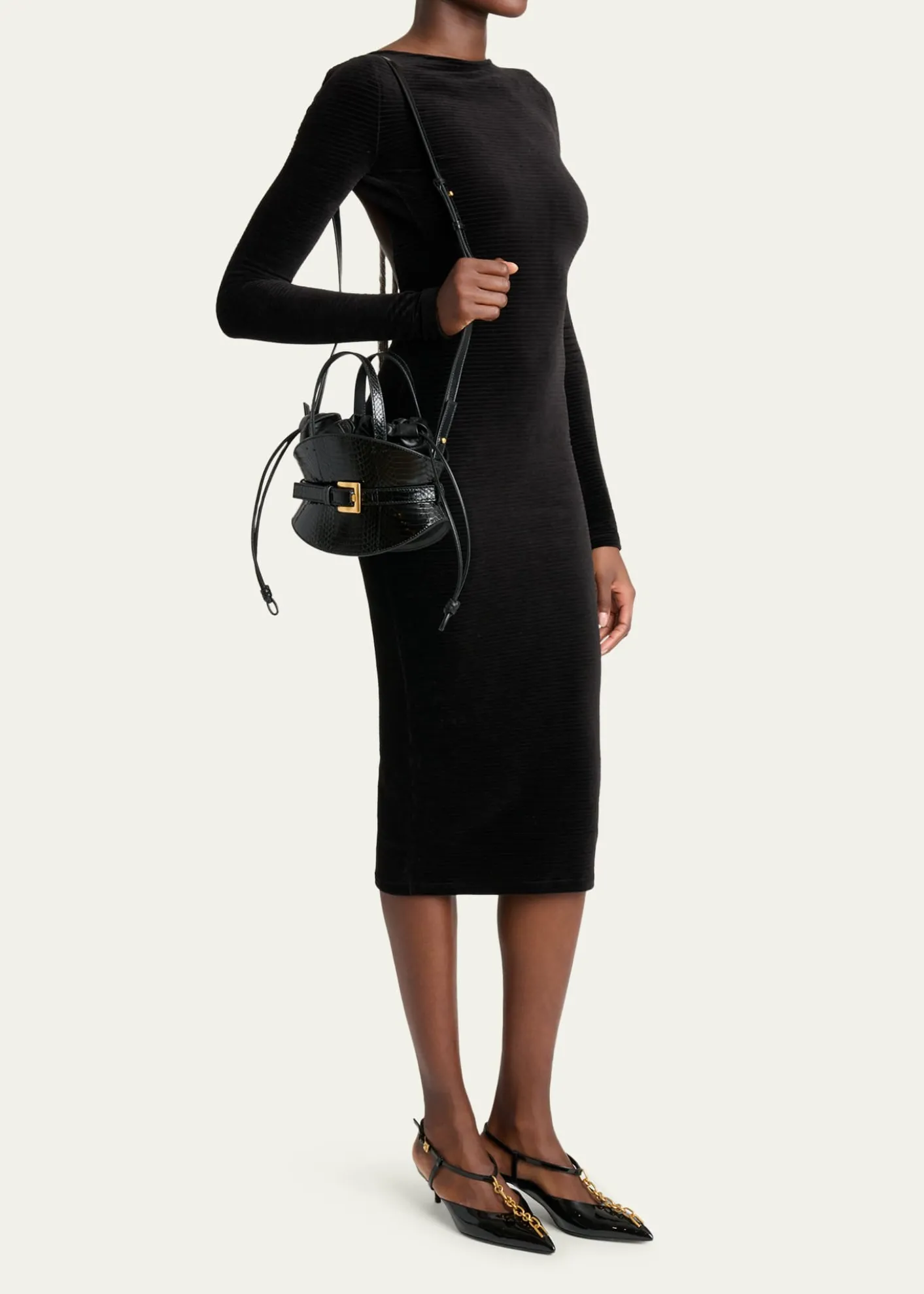 BalmainShuffle Mini Embossed Leather Crossbody Bag