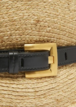 BalmainShuffle Mini Top-Handle Bag in Raffia and Calfskin