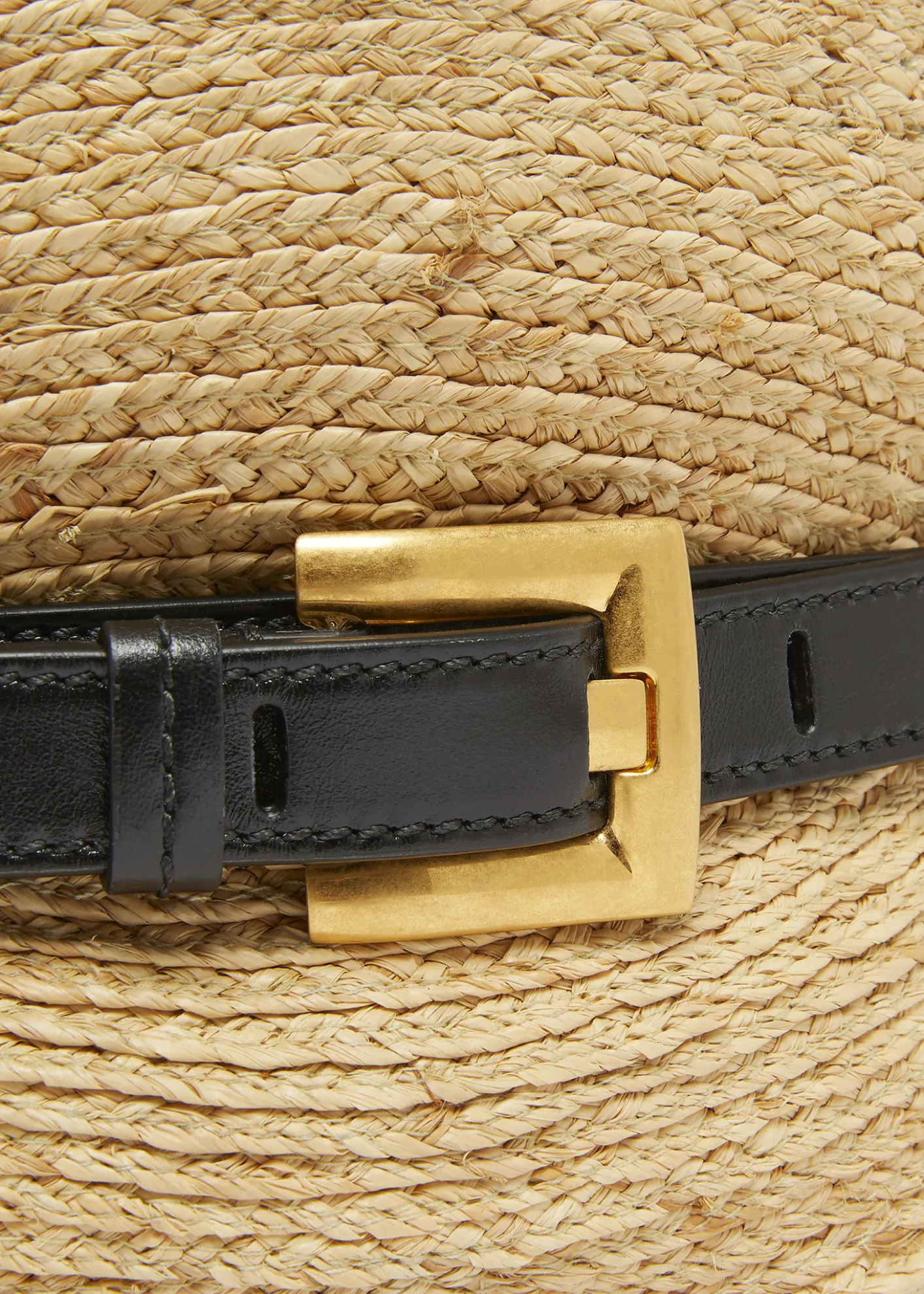 BalmainShuffle Mini Top-Handle Bag in Raffia and Calfskin