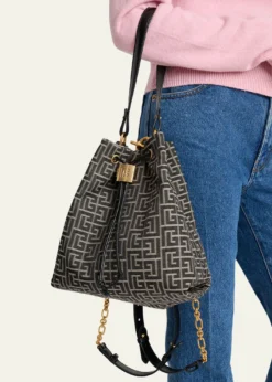 BalmainSync Drawstring Backpack in Monogram Jacquard