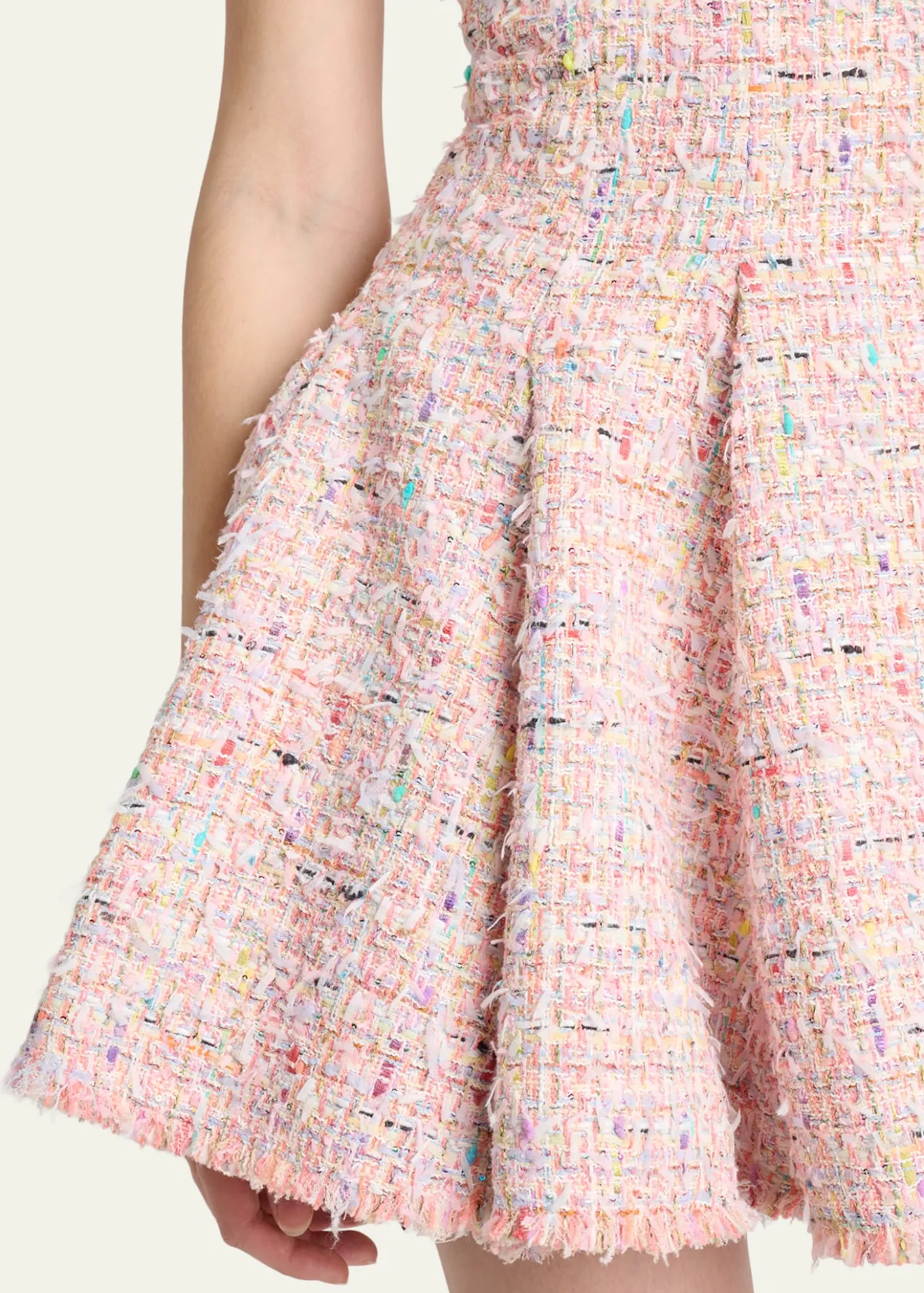 BalmainTweed Sleeveless Flared Mini Dress