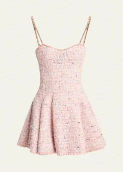 BalmainTweed Sleeveless Flared Mini Dress
