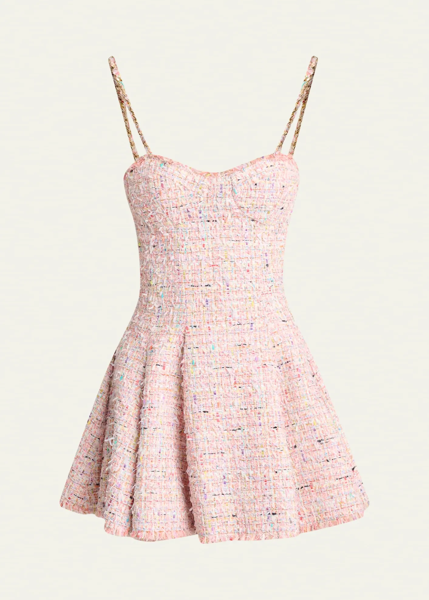 BalmainTweed Sleeveless Flared Mini Dress