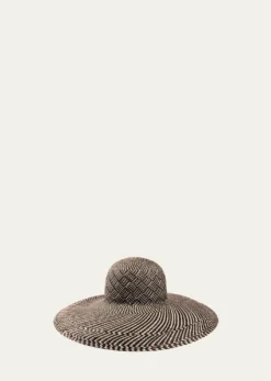 BarbisioAmos Patterned Straw Large-Brim Hat