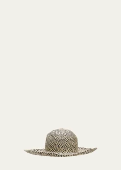 BarbisioAmos Patterned Straw Large-Brim Hat