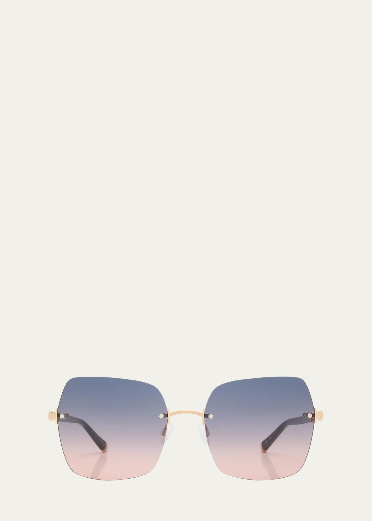 Barton PerreiraAngie Black & Gold Mixed-Media Butterfly Sunglasses