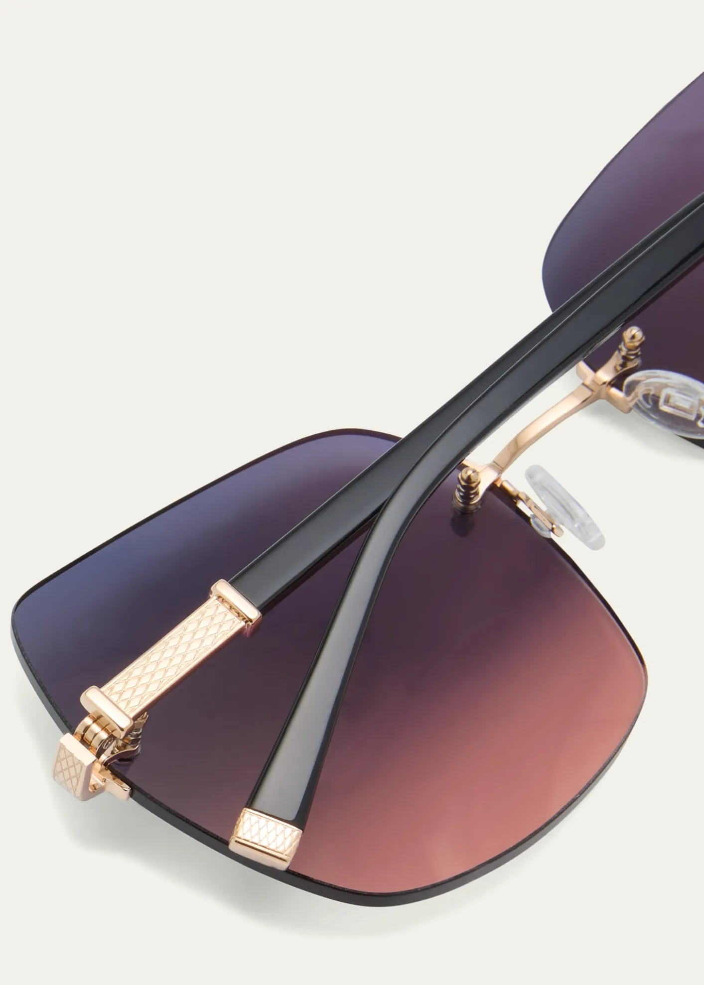 Barton PerreiraAngie Black & Gold Mixed-Media Butterfly Sunglasses