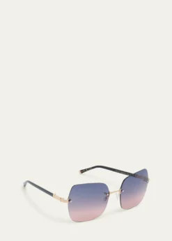 Barton PerreiraAngie Black & Gold Mixed-Media Butterfly Sunglasses