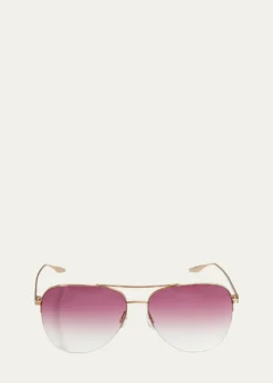 Barton PerreiraChevalier Semi-Rimless Metal Aviator Sunglasses