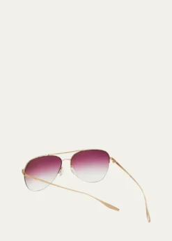 Barton PerreiraChevalier Semi-Rimless Metal Aviator Sunglasses