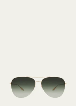 Barton PerreiraChevalier Green Titanium Aviator Sunglasses