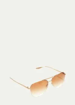 Barton PerreiraChevalier Semi-Rimless Metal Aviator Sunglasses