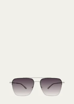 Barton PerreiraMen's Double-Bridge Titanium Aviator Sunglasses