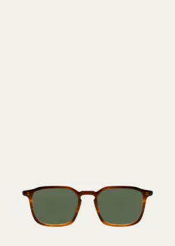 Barton PerreiraMen's Keyhole-Bridge Acetate Rectangle Sunglasses