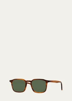 Barton PerreiraMen's Keyhole-Bridge Acetate Rectangle Sunglasses