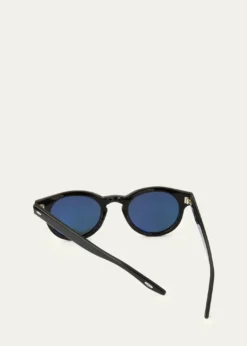 Barton PerreiraMen's Oxford Round Acetate Sunglasses