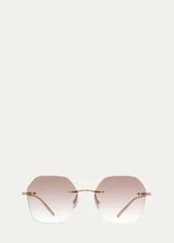 Barton PerreiraRhona Rimless Rose Gold Titanium Square Sunglasses